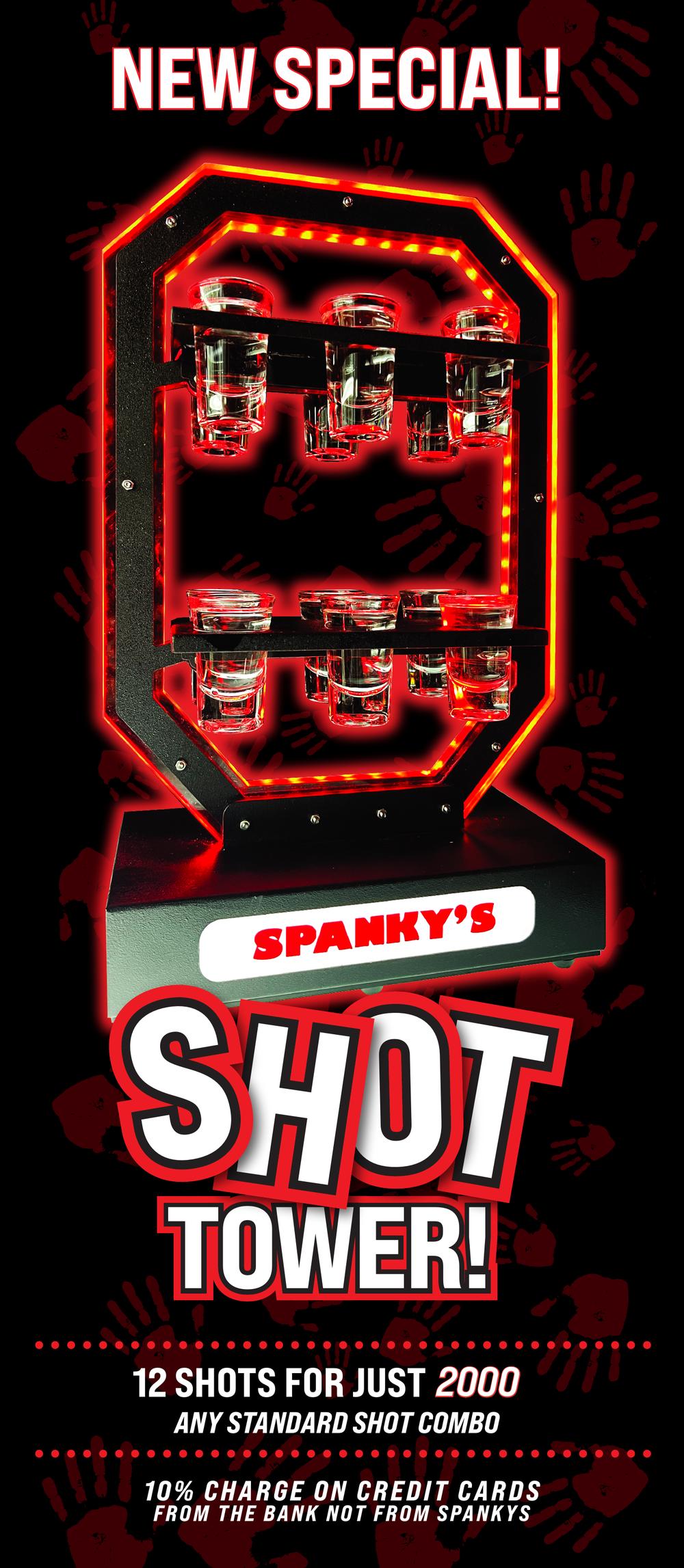 Spankys Bangkok menu β shot tower and party trays