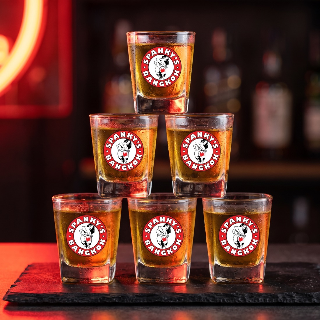 Spankys shot glasses, set of six